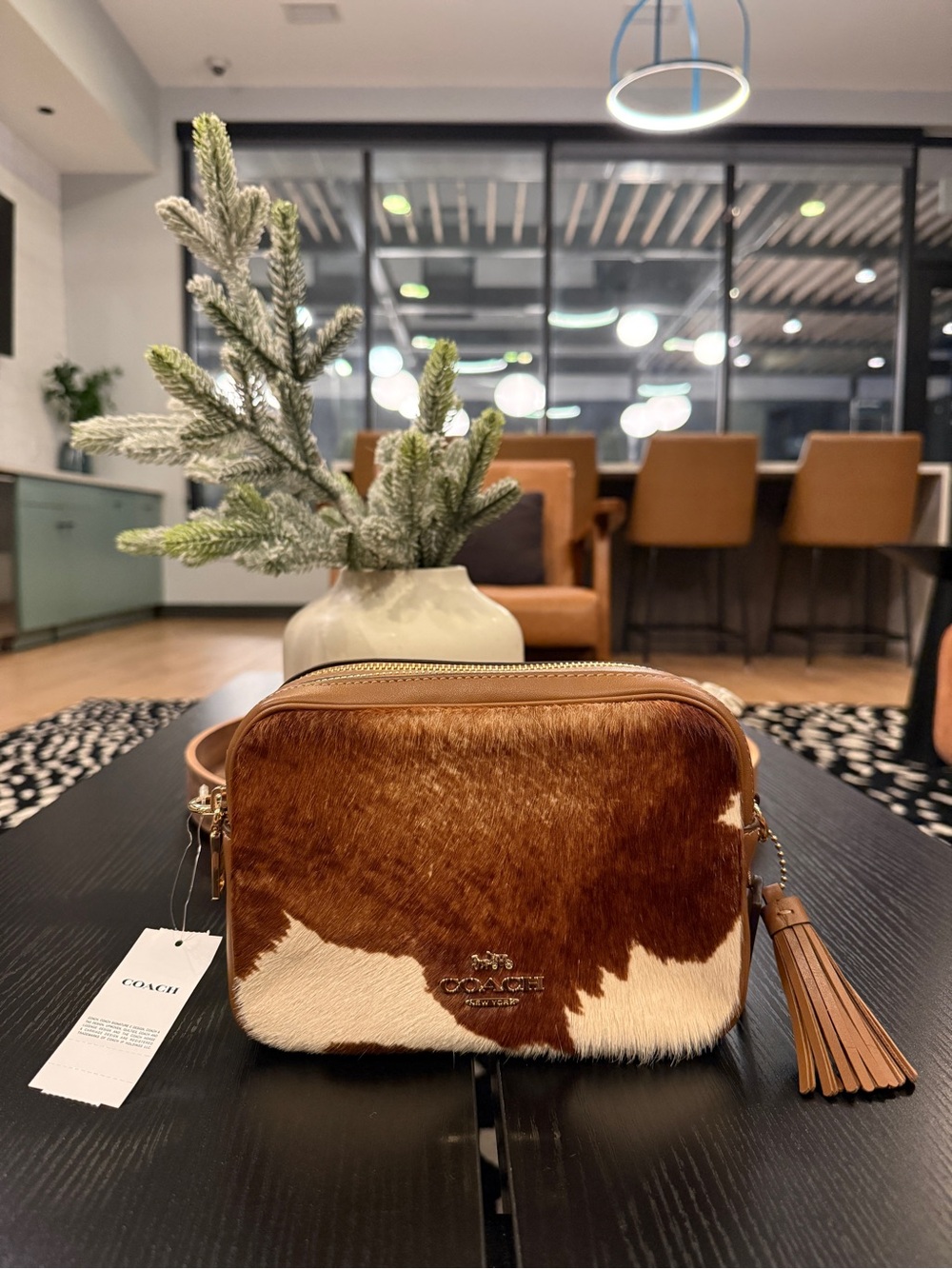 NWT Coach Mini Carey Haircalf Print Cowhide Crossbody Bag CEK71